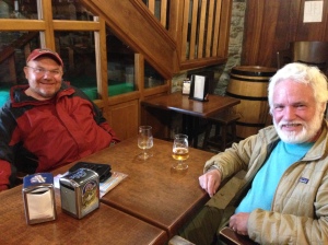 Having a beer with Robert, whom we bumped into again in O'Cebreiro, much to our delight.